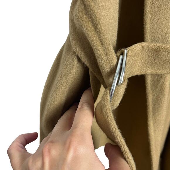 Theory Long Clairene Tan Wool Cashmere Sleeveless Belted Coat Size Petite - Picture 9 of 12